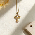 Stainless Steel Rhinestone Cross Pendant Necklace for Women