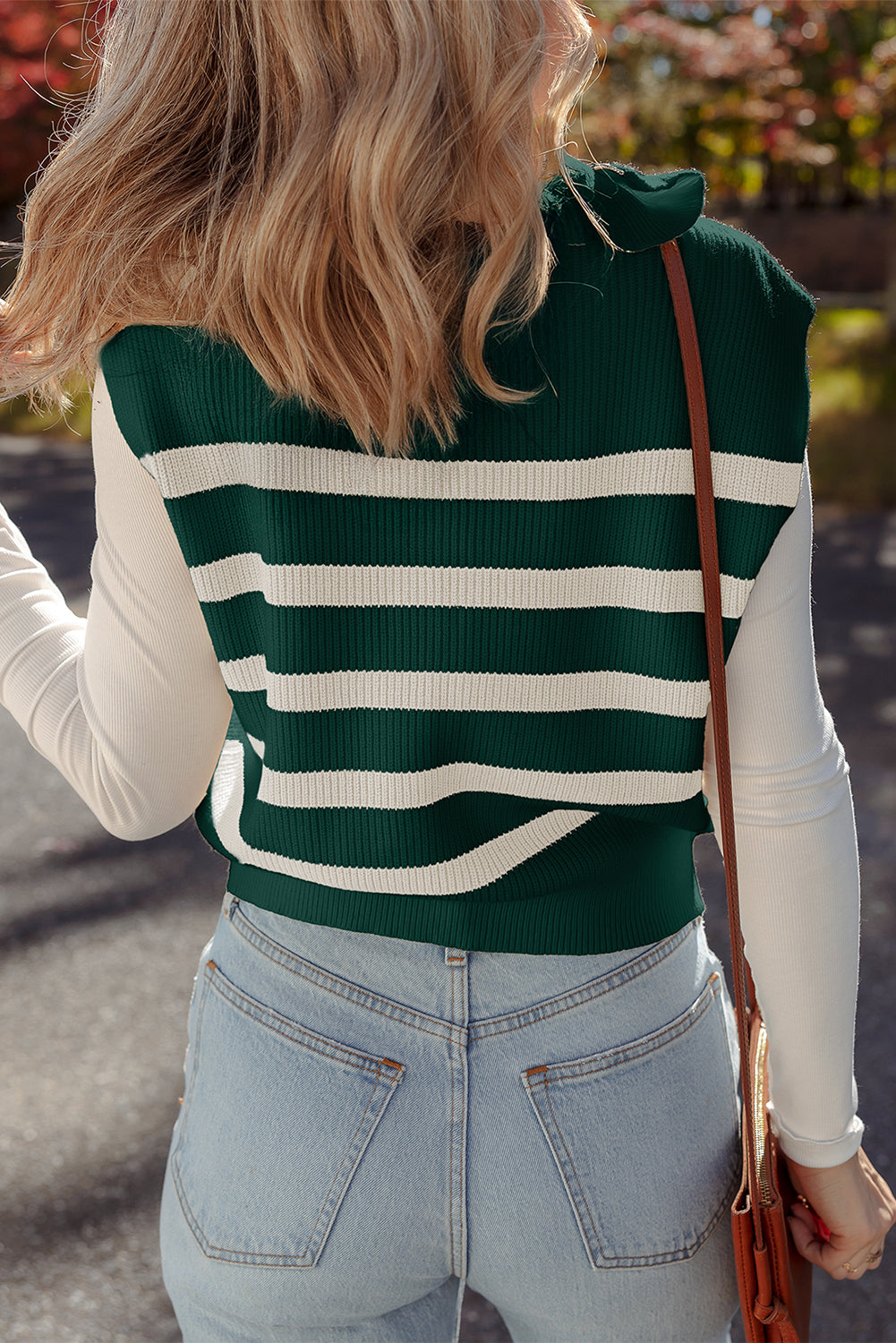 Collar Ribbed Half-Zip Sweater Vest