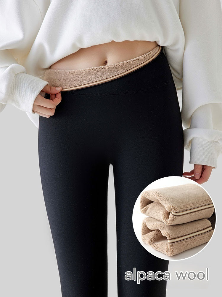 Women's High-Waist Fleece-Lined Leggings Hip-Lift Thermal Pants - Image 3