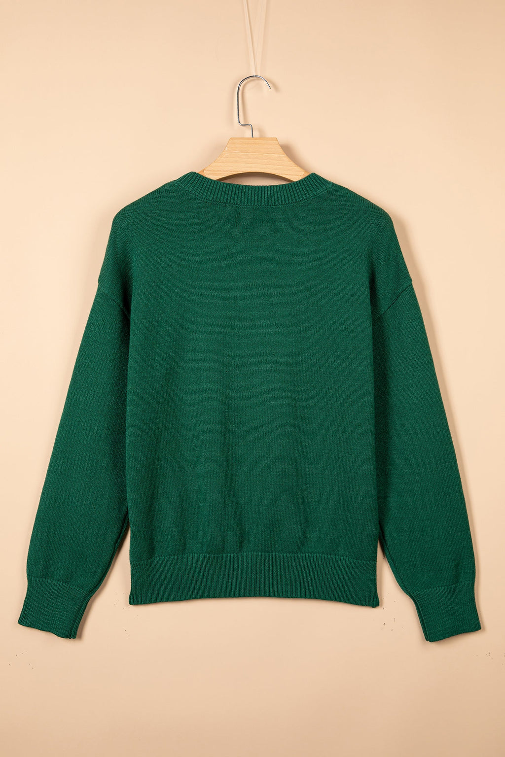 Christmas Dog Embroidered Round Neck Sweater