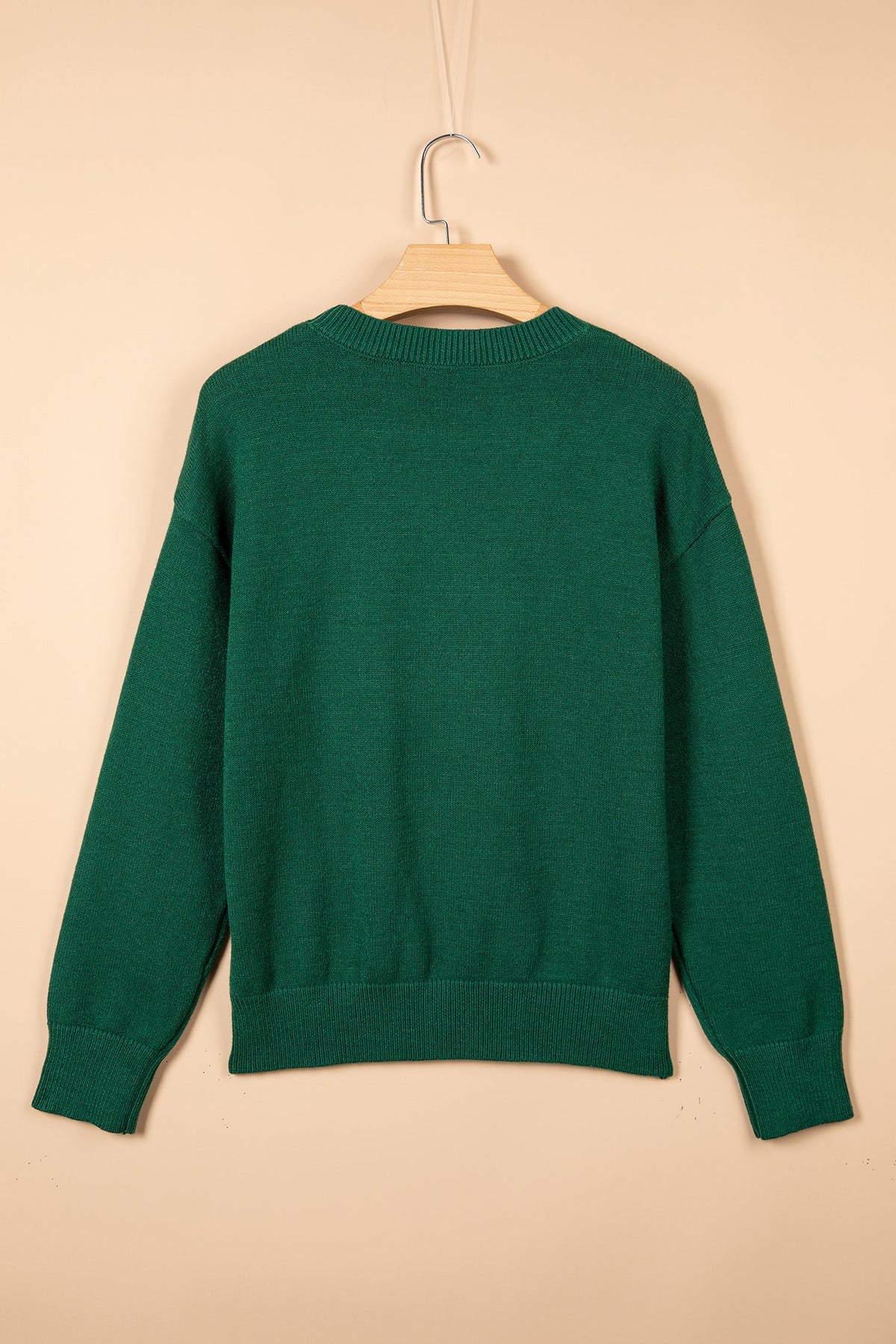 Christmas Dog Embroidered Round Neck Sweater