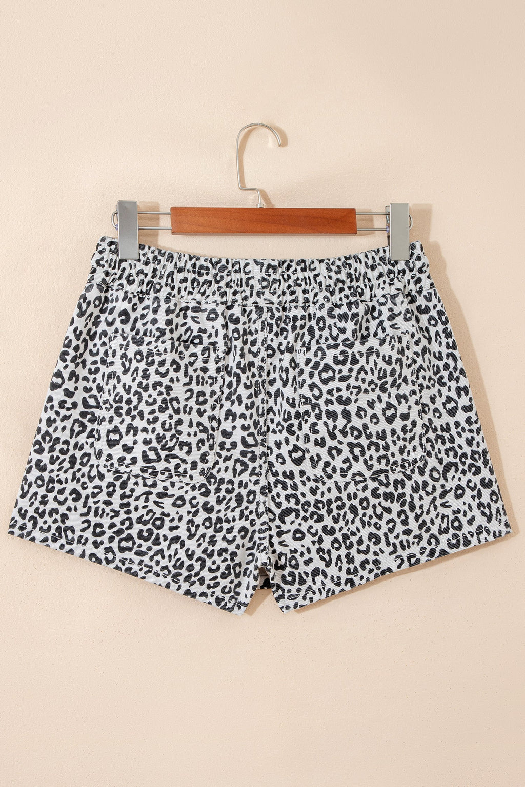Leopard Print Denim Tassel Skort High Waisted Casual Mini Skirt