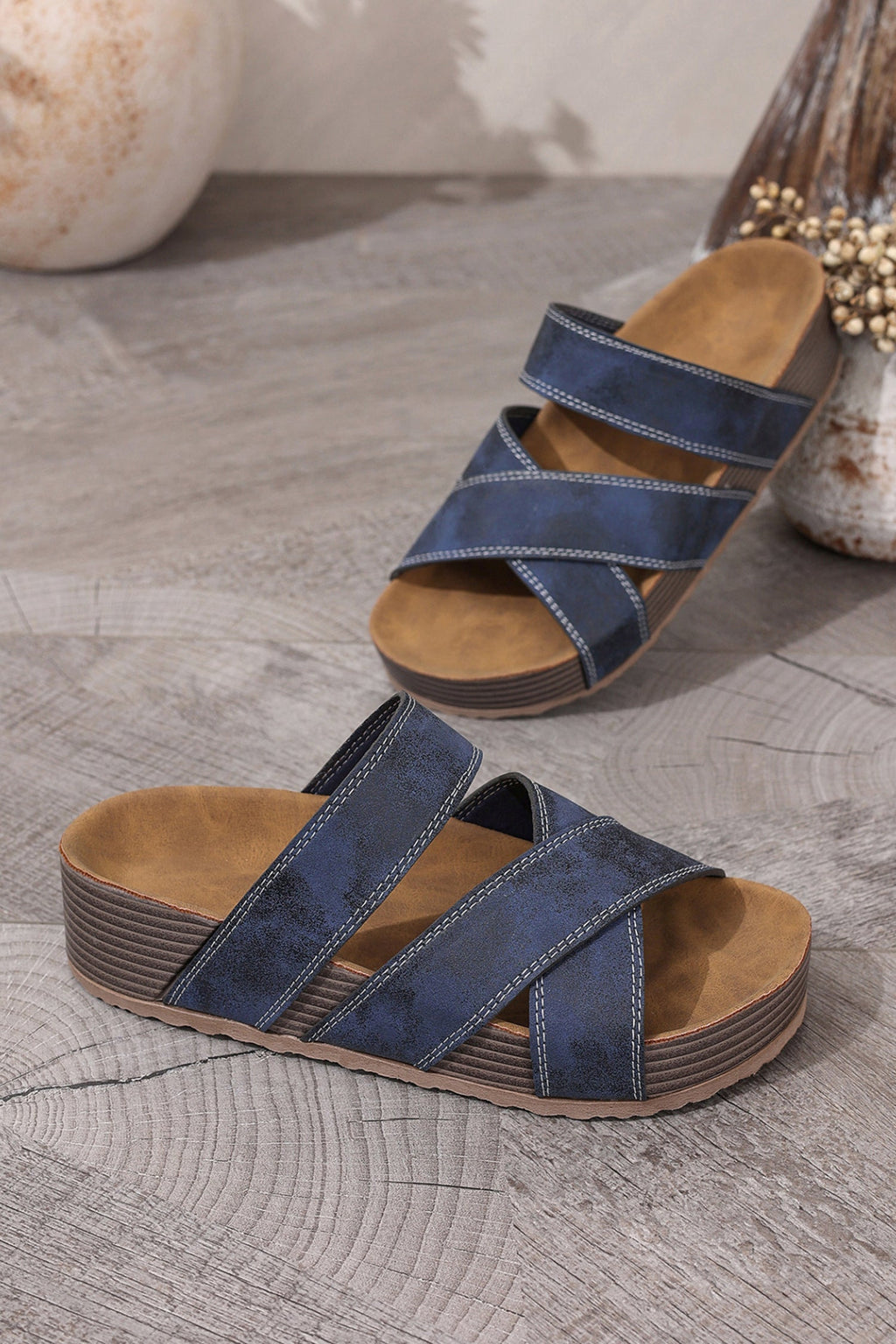 Kayla Band Retro Platform Slippers - Casual Bohemian Wedge Sandals