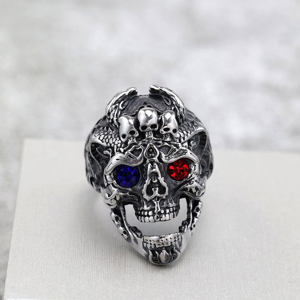 Retro Punk Statement Ring in Stainless Steel - Bold Geometric Design