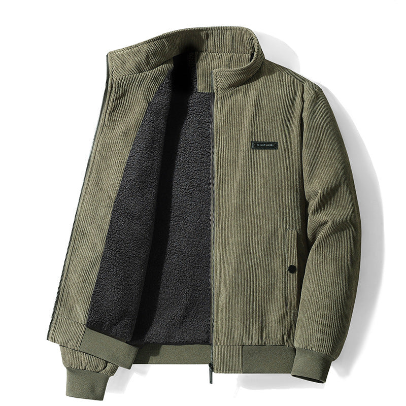 Men's Thickened Corduroy Lamb Coat - Plus Size Winter Jacket