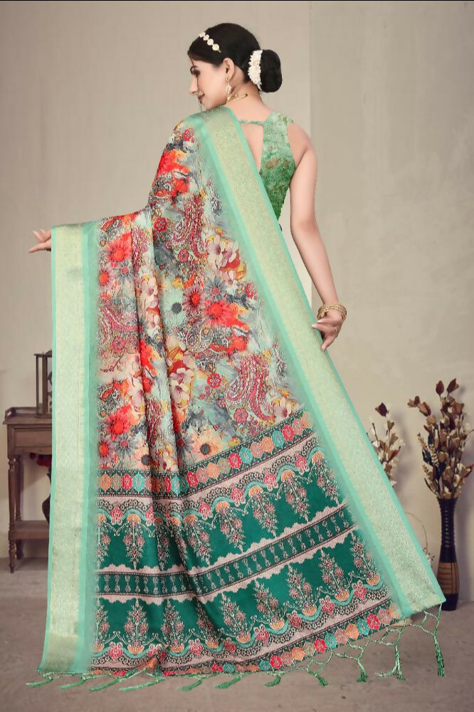 Multi Heavy Rich Cotton Silk Digital Print & Jacquard Saree