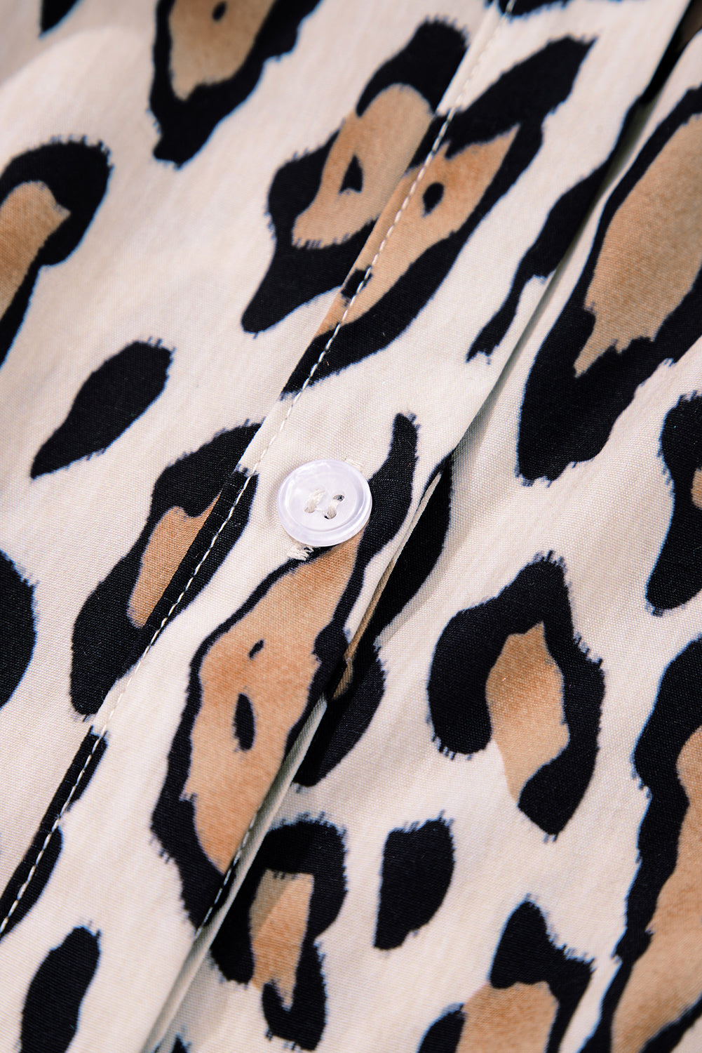 Oversized Leopard Print Balloon Sleeve Shirt | Polyester