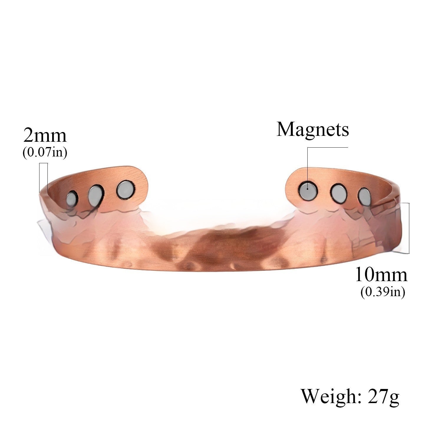 Pure Copper Vintage Jade Red Copper Magnet Bracelet