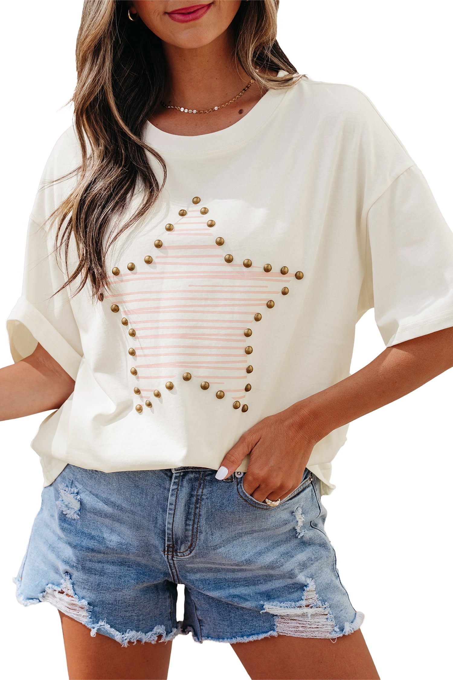 Western Star Studded Detail Short Sleeve Top