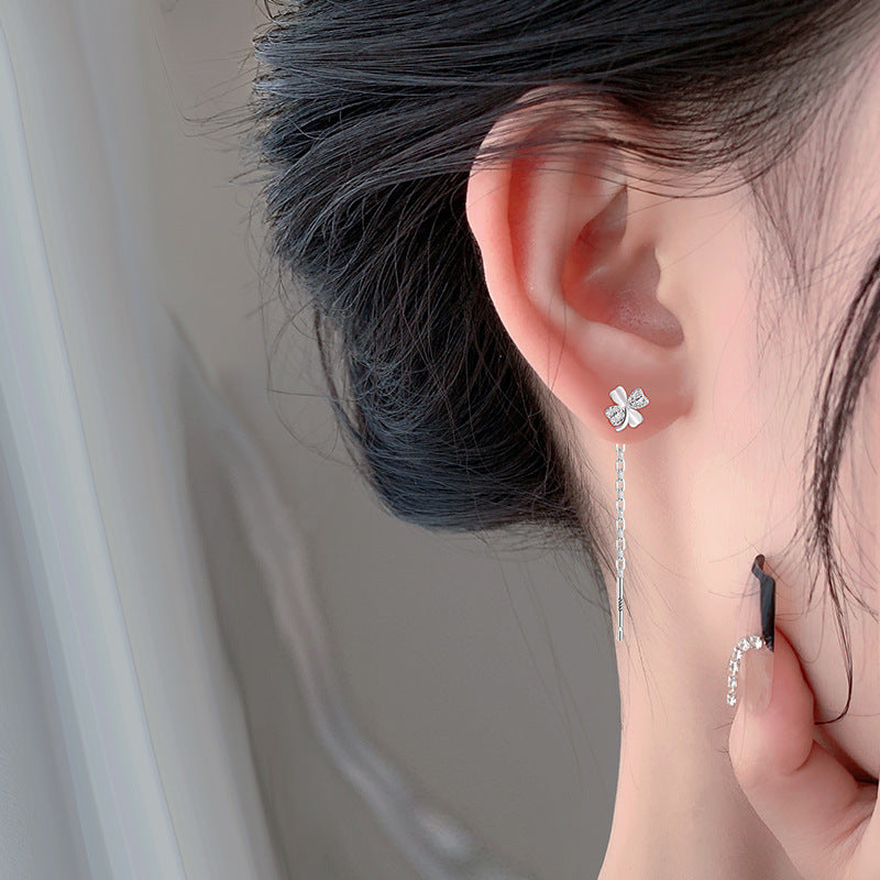 Sterling Silver Long Earrings With Diamonds