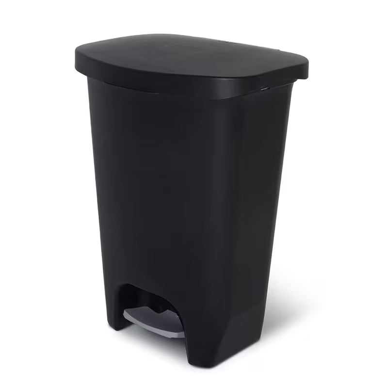 13-Gallon Kitchen Trash Can with Pedal and Bag Rings