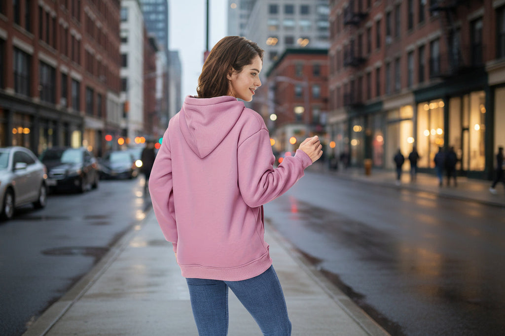 Women's Winter Velvet Lined Hoodie Solid Color Warm Sweatshirt - Image 4