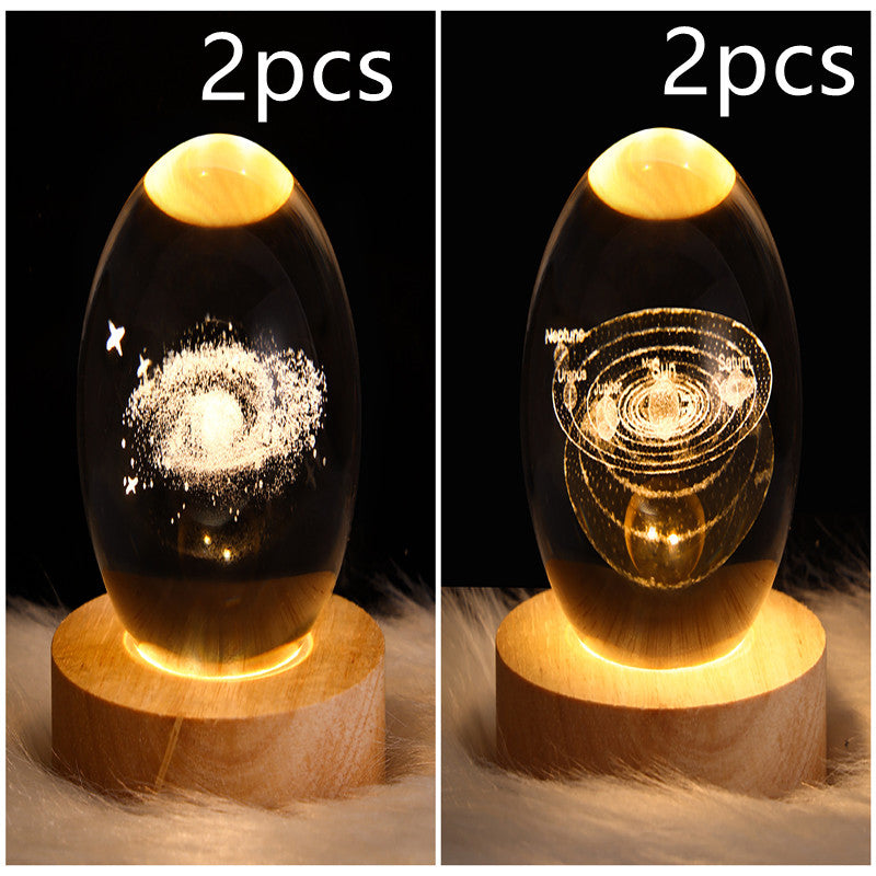 3D Galaxy Crystal Ball LED Night Light Planet Lamp Home Decor