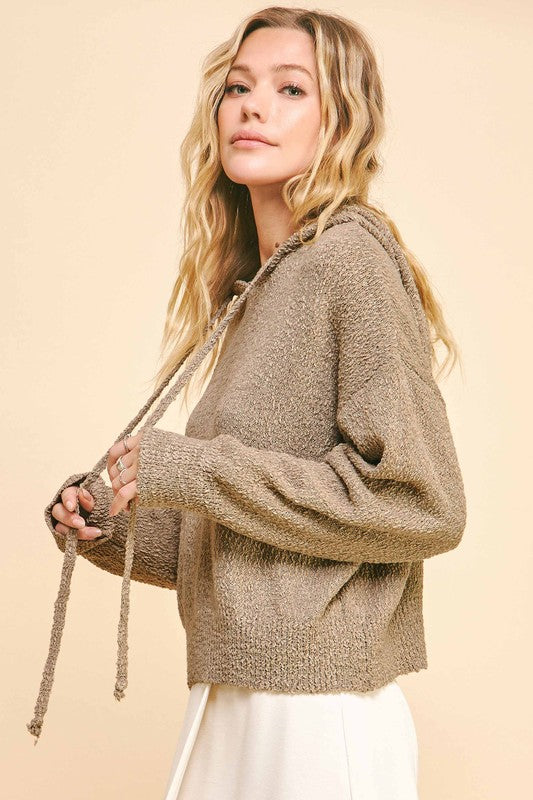 Back To School Sweater - Davi & Dani Drop Shoulder Long Sleeve Hooded Sweater
