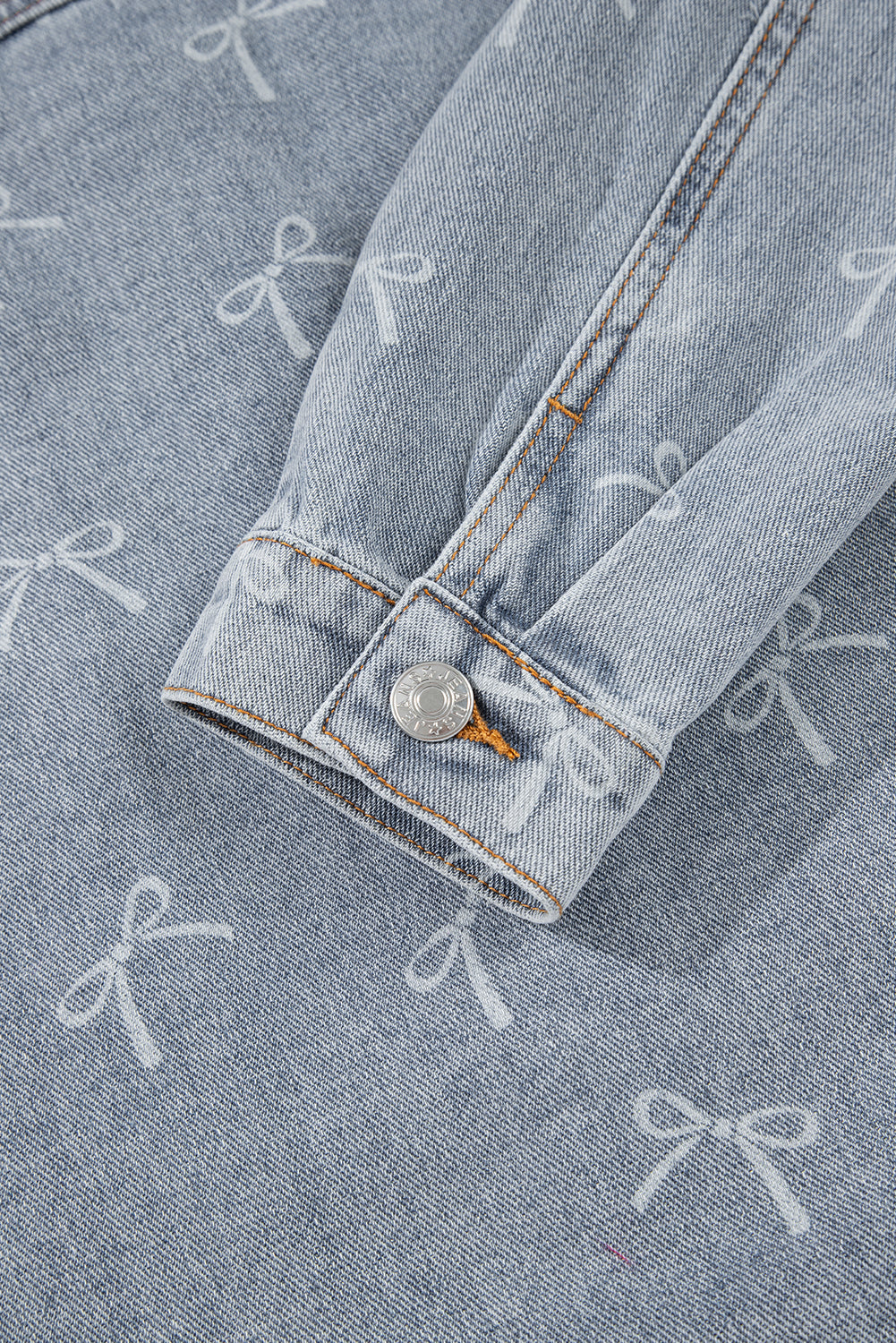 Denim Bow Light Wash Raw Hem Jacket