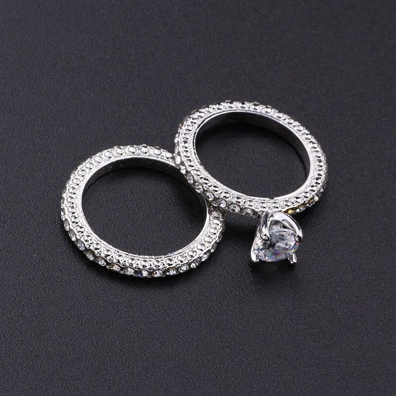 Sanjie Cross-Border Popular Accessories Temu Hot-Selling Couple Rings European And American Fashion Women's Rings Zircon Rings