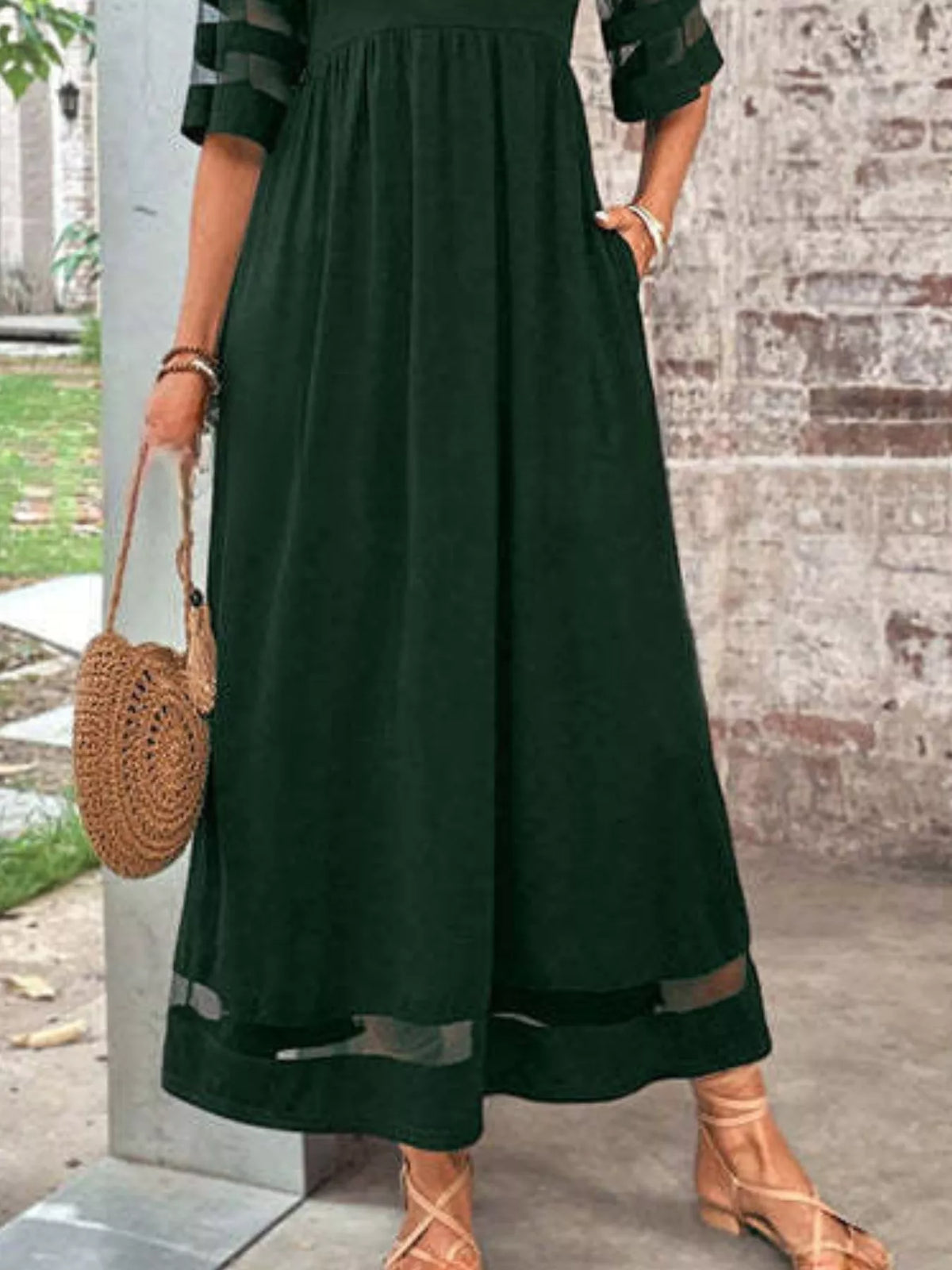 Full Size Round Neck Half Sleeve Dress Plus Size