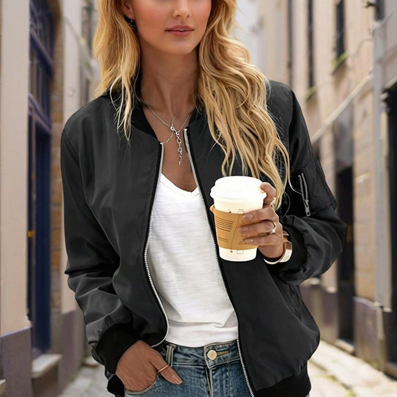 Women's Minimalist Color-Block Zip Jacket