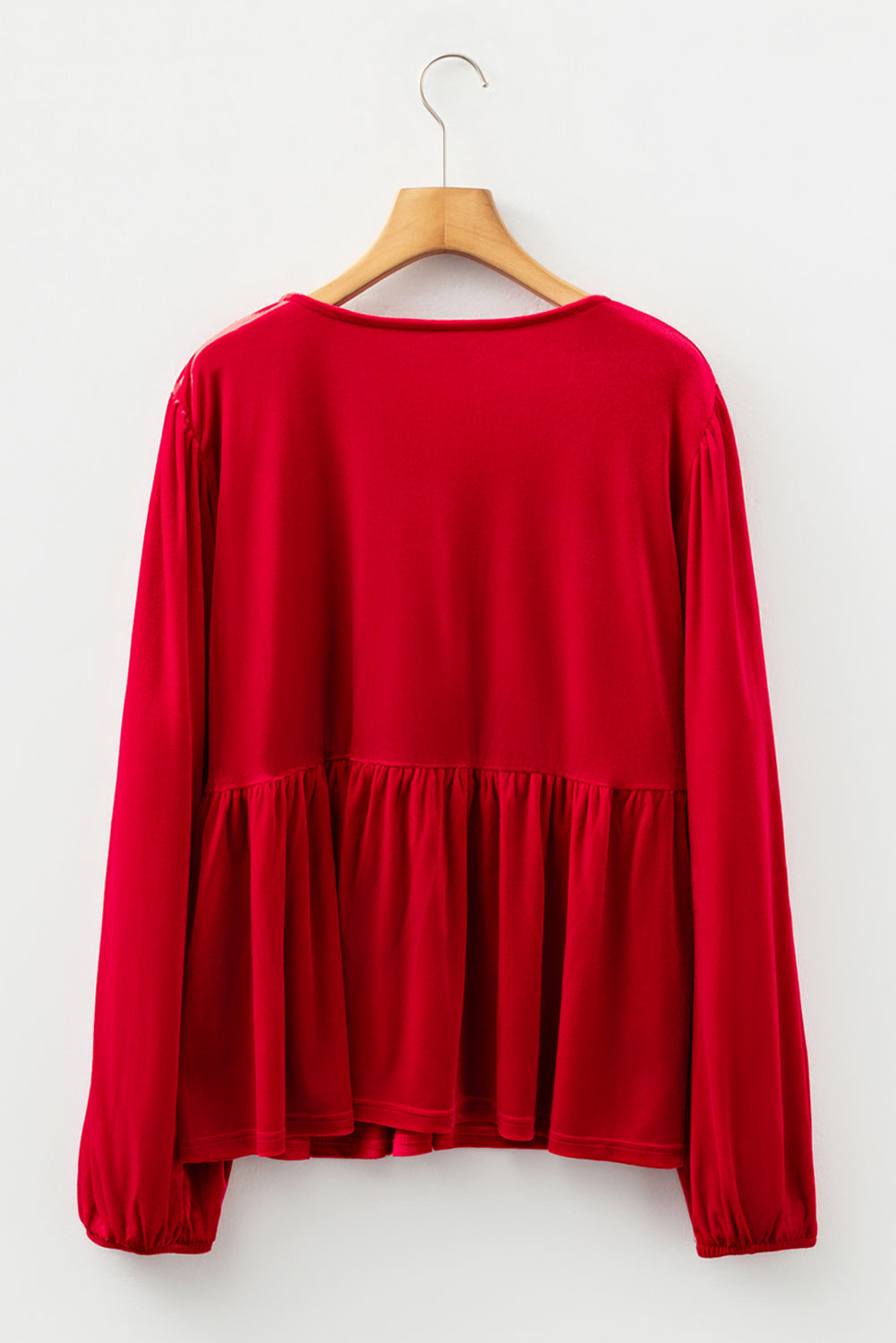 Plus Size Velvet Tie Front Peplum Blouse