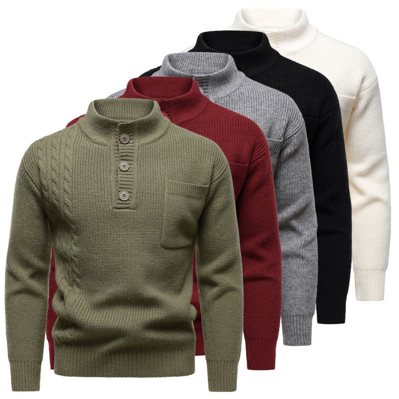 Men's British Style Henry Stand Collar Batwing Sweater