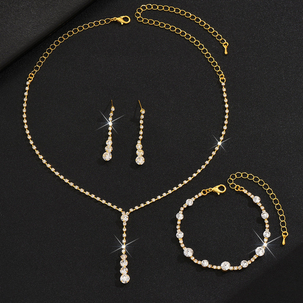 Autumn 2026 New Cross Border Fashion Wedding Wedding Photography Accessories Earrings Necklace Bracelet Suit Combination Three Pieces