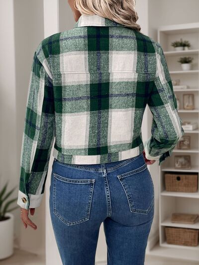 Girls Dark Green Button-Up Jacket with Bow Detail and Pockets