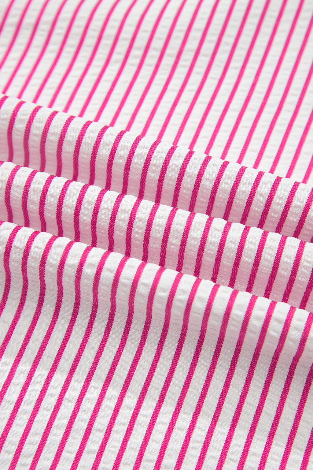 Striped Short Sleeve Long Dress with Half Button Front