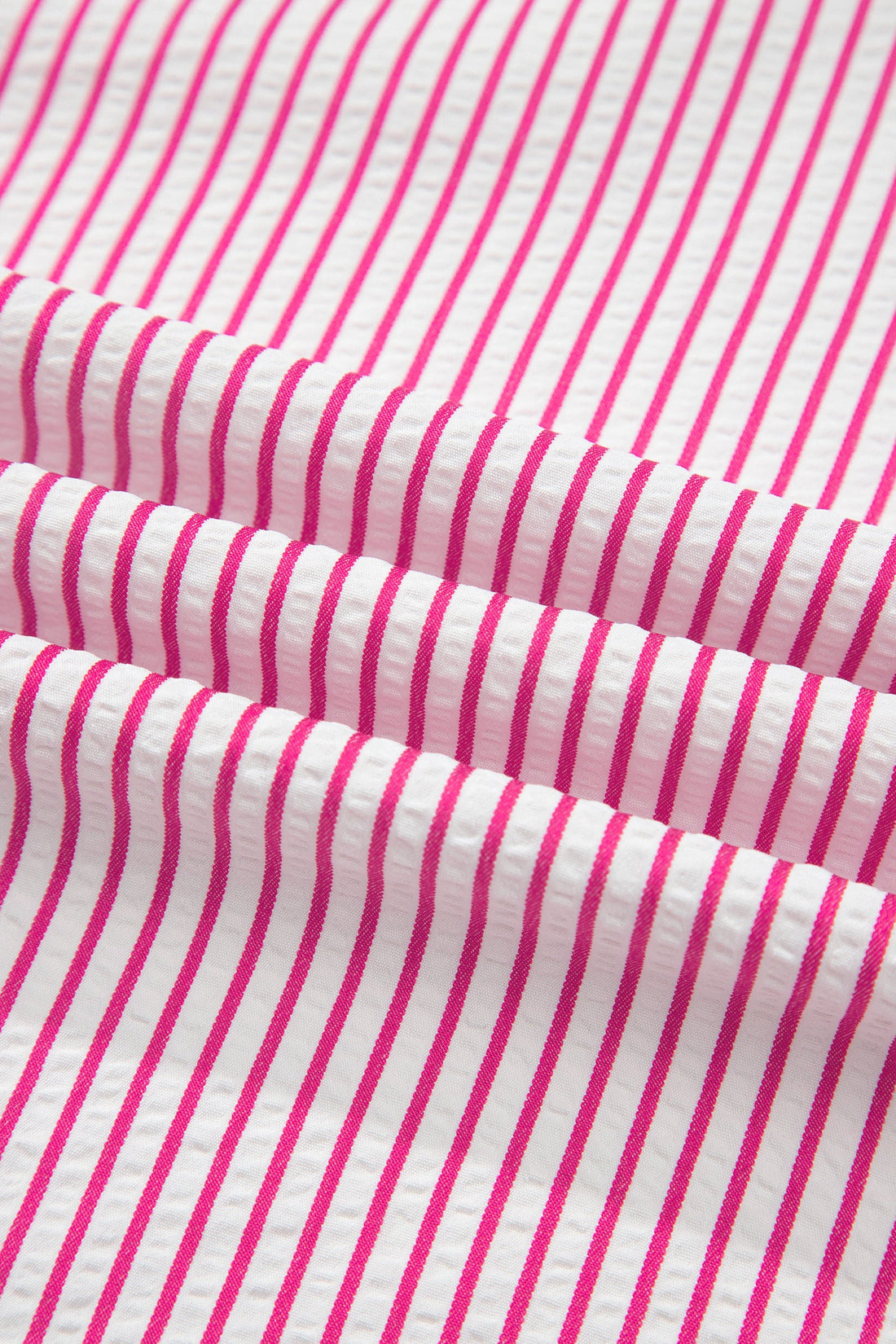 Striped Short Sleeve Long Dress with Half Button Front