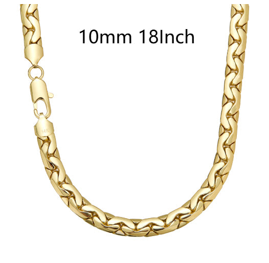 Mens Titanium Steel Hip-Hop Polished Gold Snake Chain