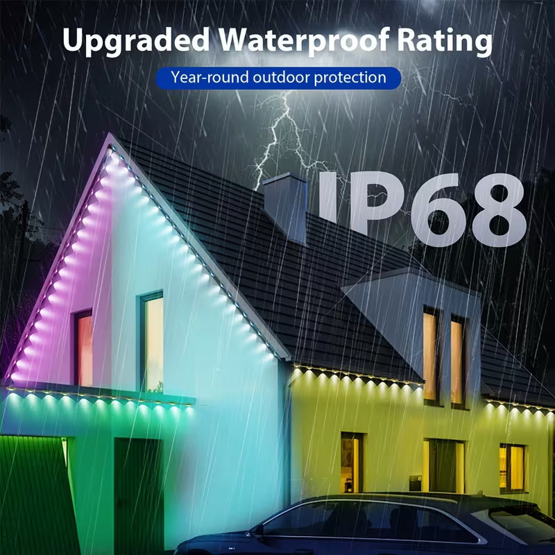 100 ft Permanent RGBIC Outdoor Eaves Lights with 75 Scene Modes