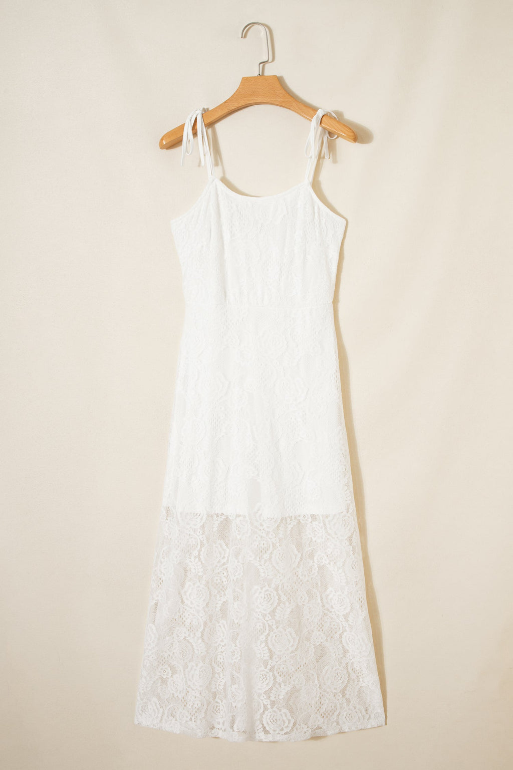 Floral Lace Tie Spaghetti Straps Maxi Dress