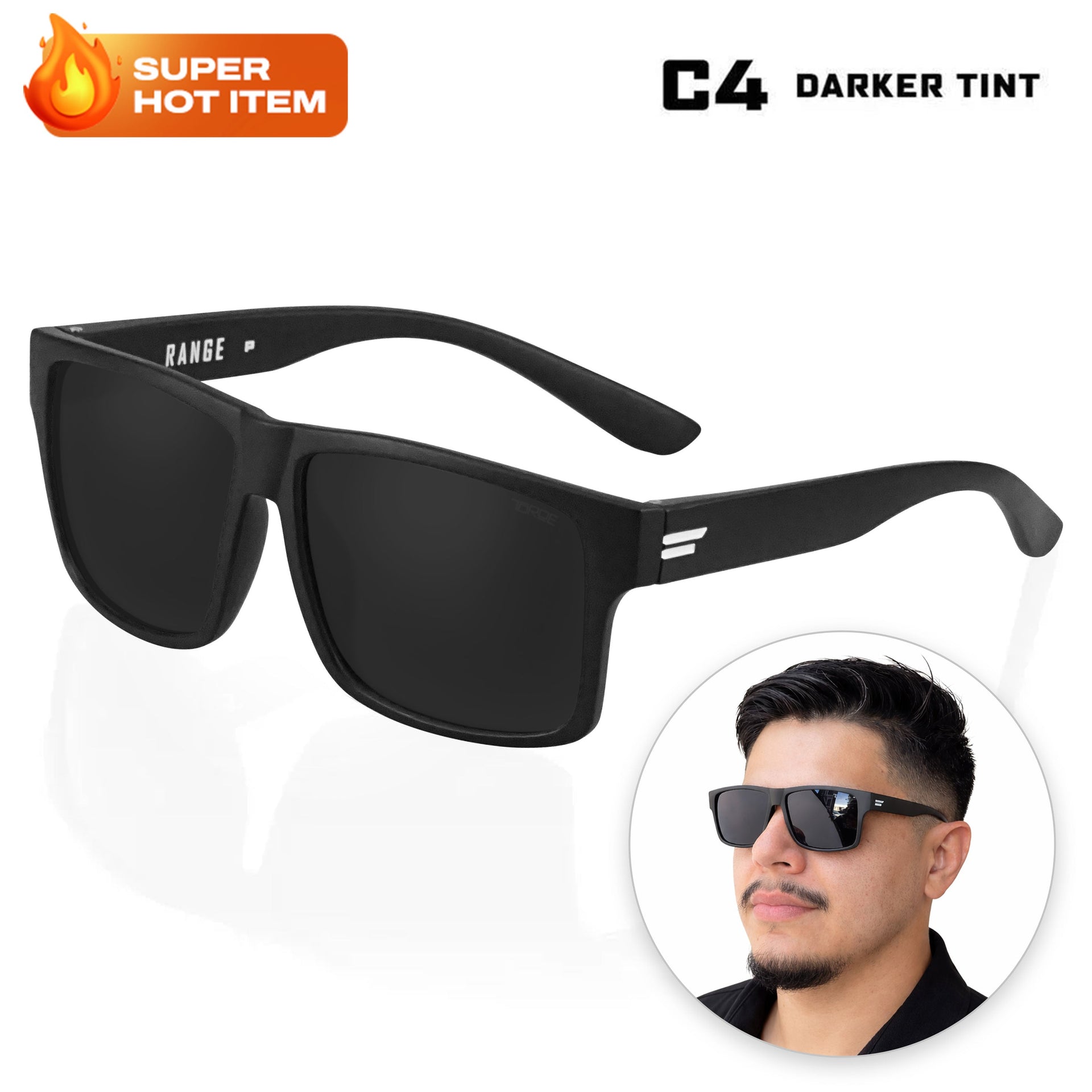 Range polarized sunglasses with hydrophobic and scratch-resistant lenses