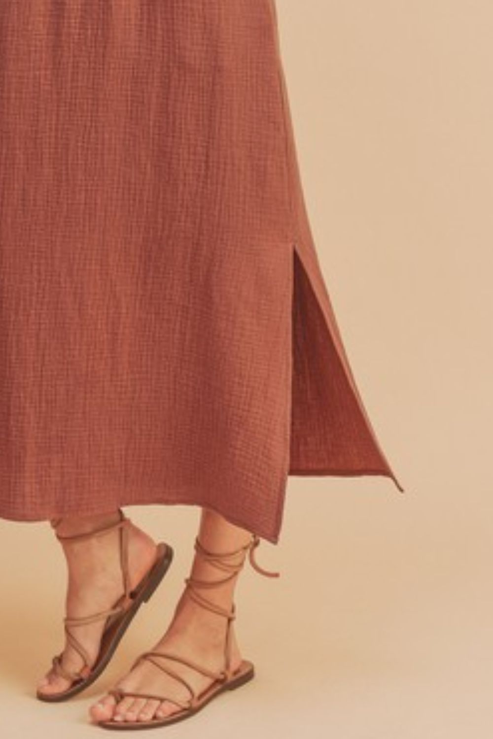 Sleeveless Round Neck Tank Dress with Side Slit