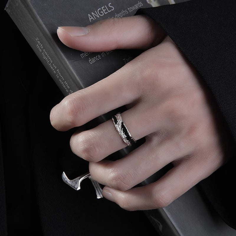Men's S925 Sterling Silver Adjustable Ring - Modern Minimalist Band