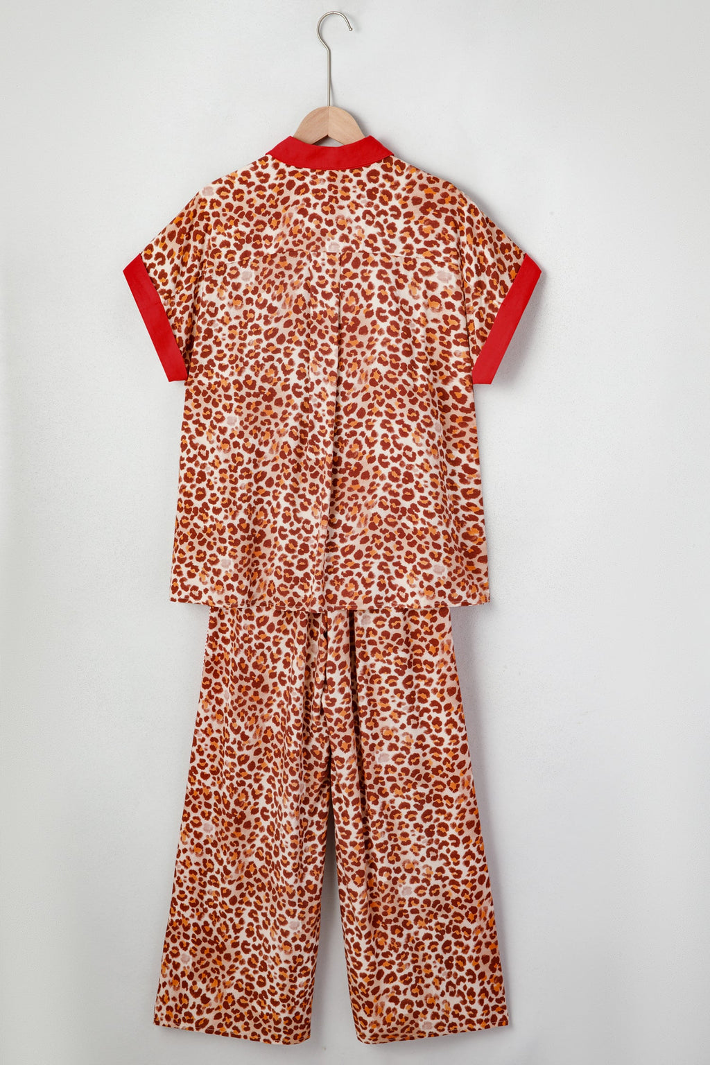 Leopard Contrast Trim Top and Pant Set