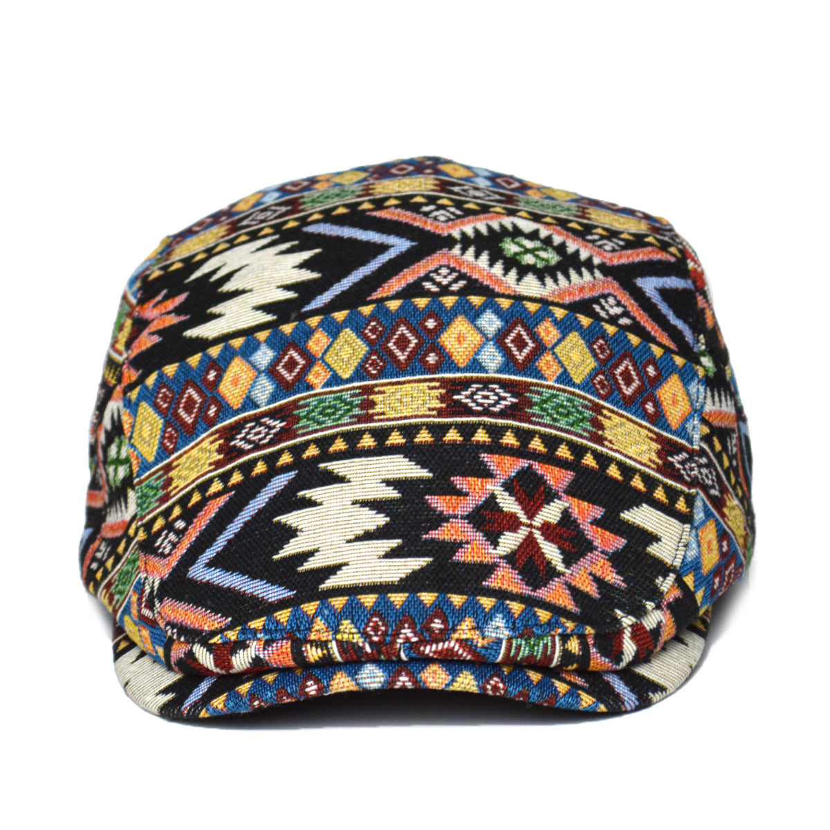 Women’s Retro Ethnic Print Beret Hat Chic Geometric Flat Cap - Image 4