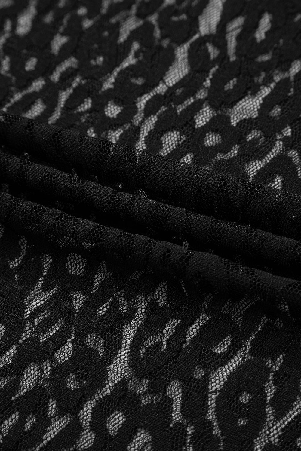 Leopard Pattern Sheer Mesh Long Sleeve Top