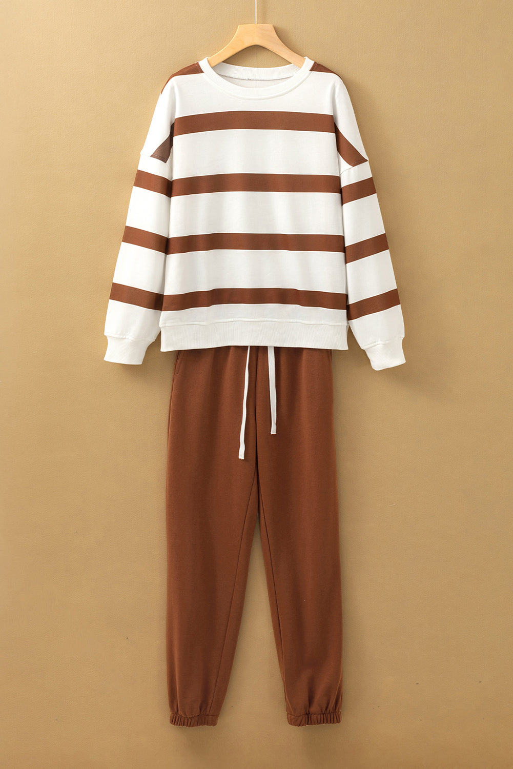 Stripe Drop Shoulder Top and Jogger Pants Set