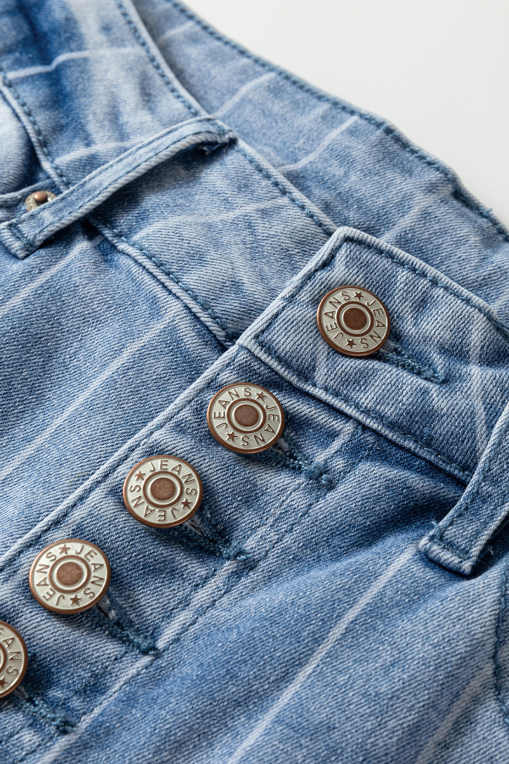 Beau Blue Multi Button Wide Leg Jeans | Retro Style