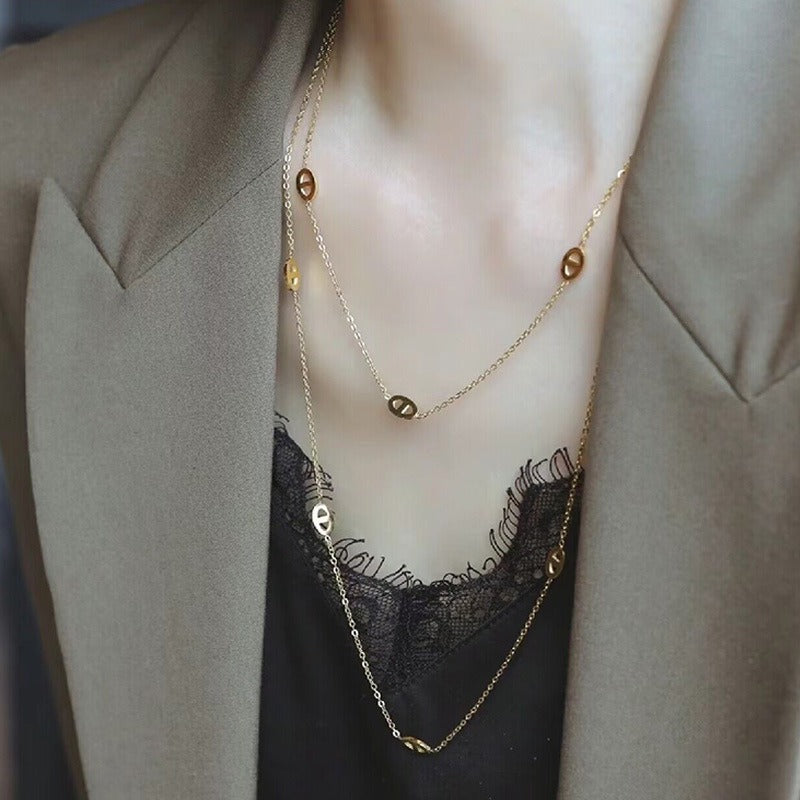 18K Gold Plated Lightweight Pig Nose Link Chain Necklace