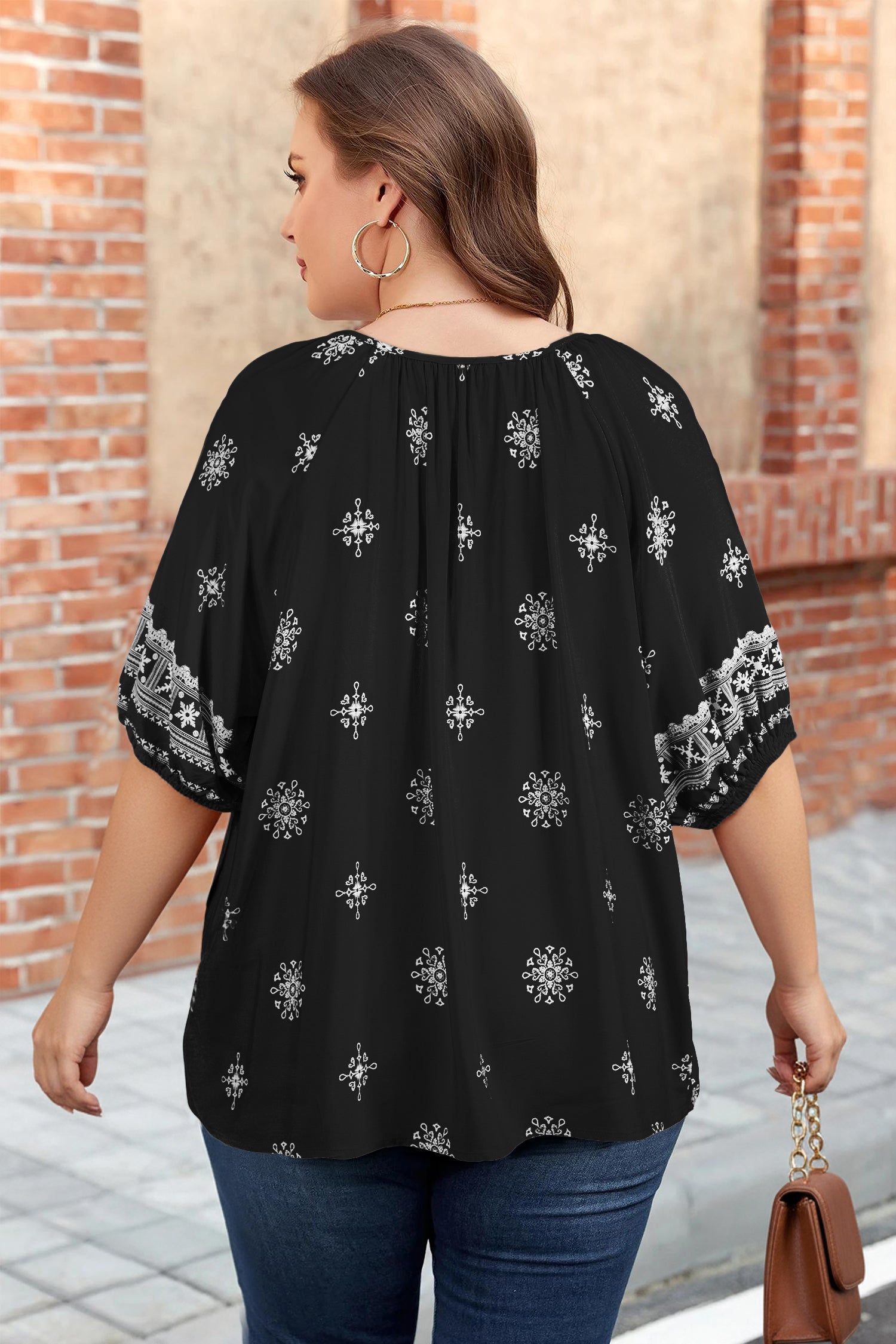 Yellow Boho Floral V-Neck Short Sleeve Top | Viscose