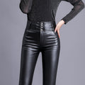 Womens High Waist Faux Leather Leggings Black Sleek Fit - Image 6