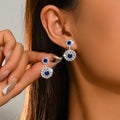 Sparkling Full Rhinestone Flower Drop Earrings, French Vintage Sunflower Stud Earrings Elegant Fashion Ear Jewelry For Women Daily Dating Party