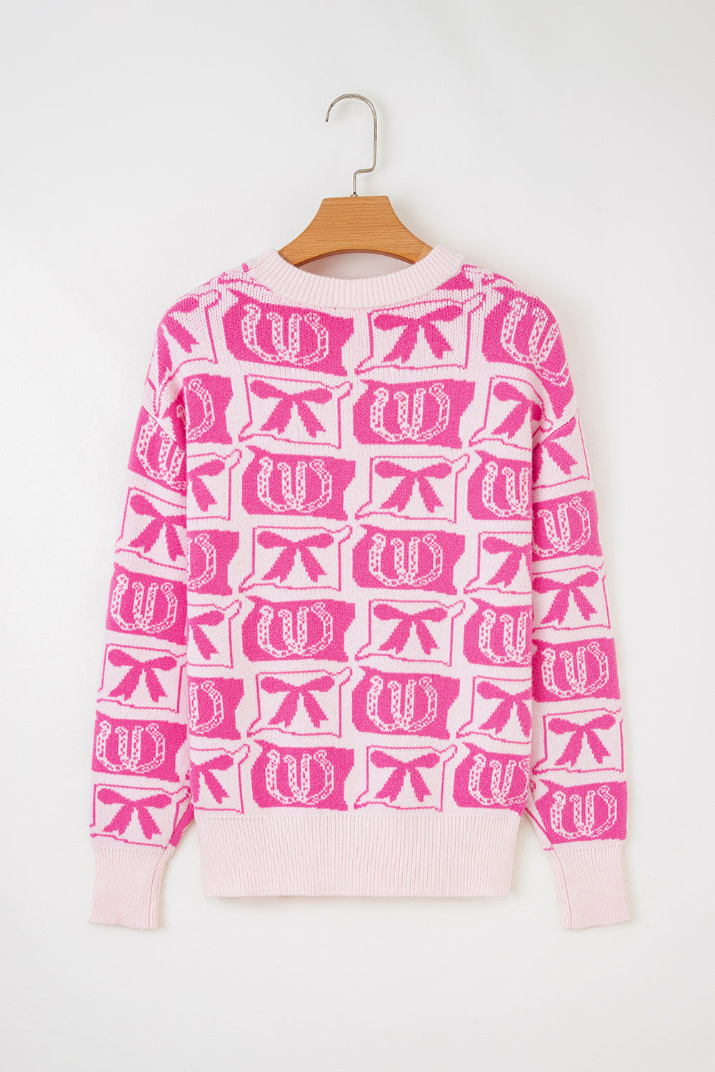 Western Bows & Horseshoes Drop Shoulder Sweater