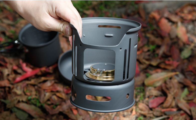 Outdoor Windproof Alcohol Stove with Camping Pot Set