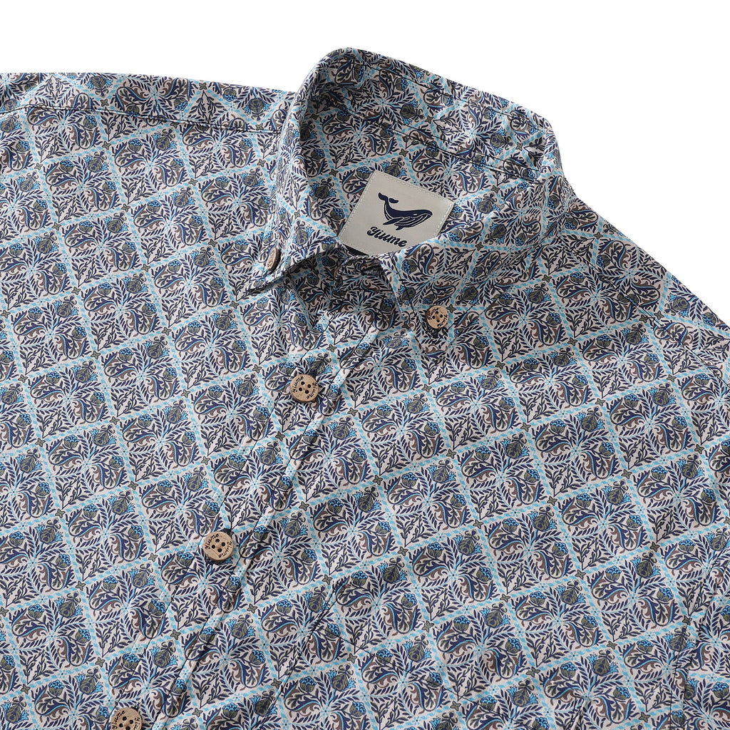Men's Long Sleeve Floral Hawaiian Shirt Vintage Boho Button-Down