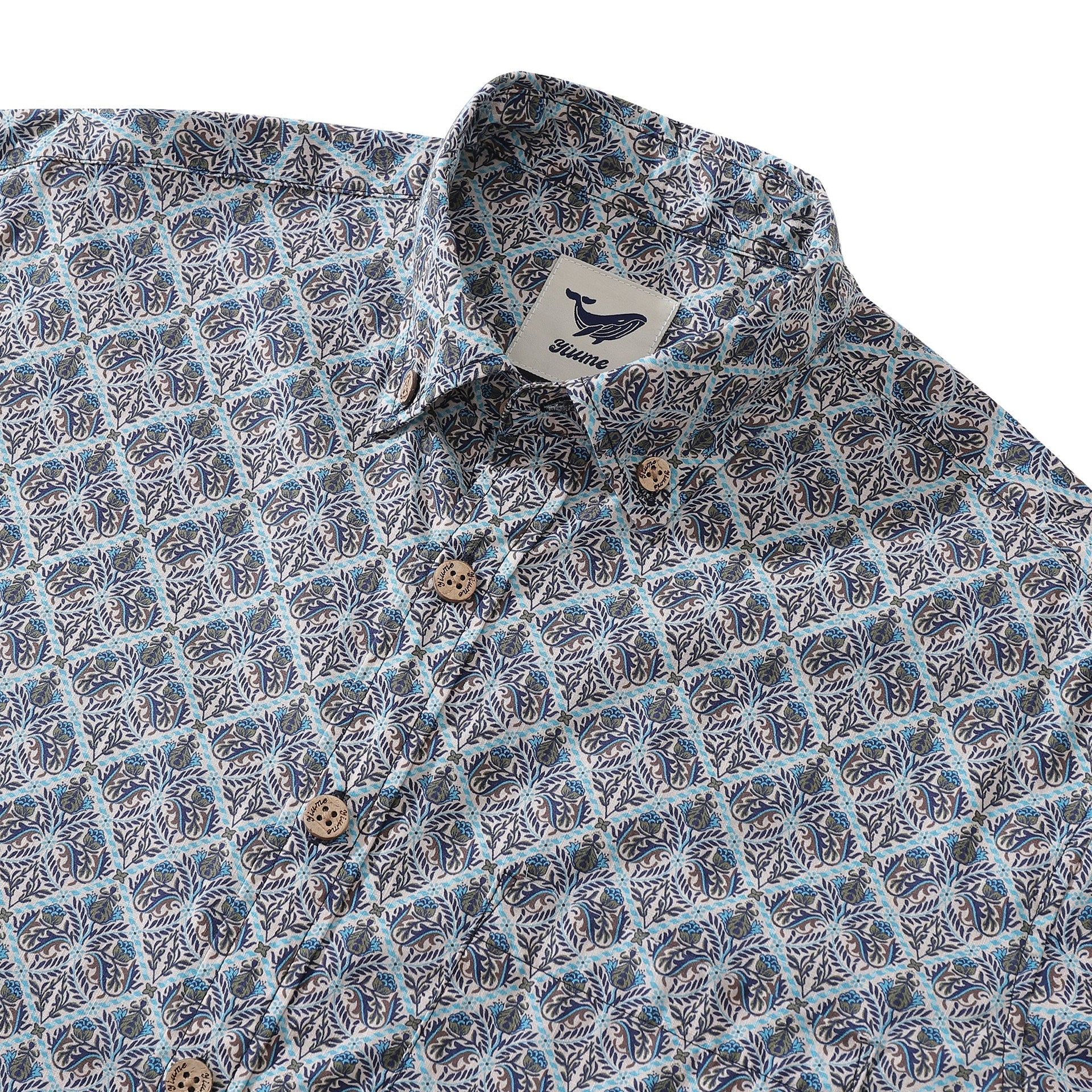 Men's Long Sleeve Floral Hawaiian Shirt Vintage Boho Button-Down