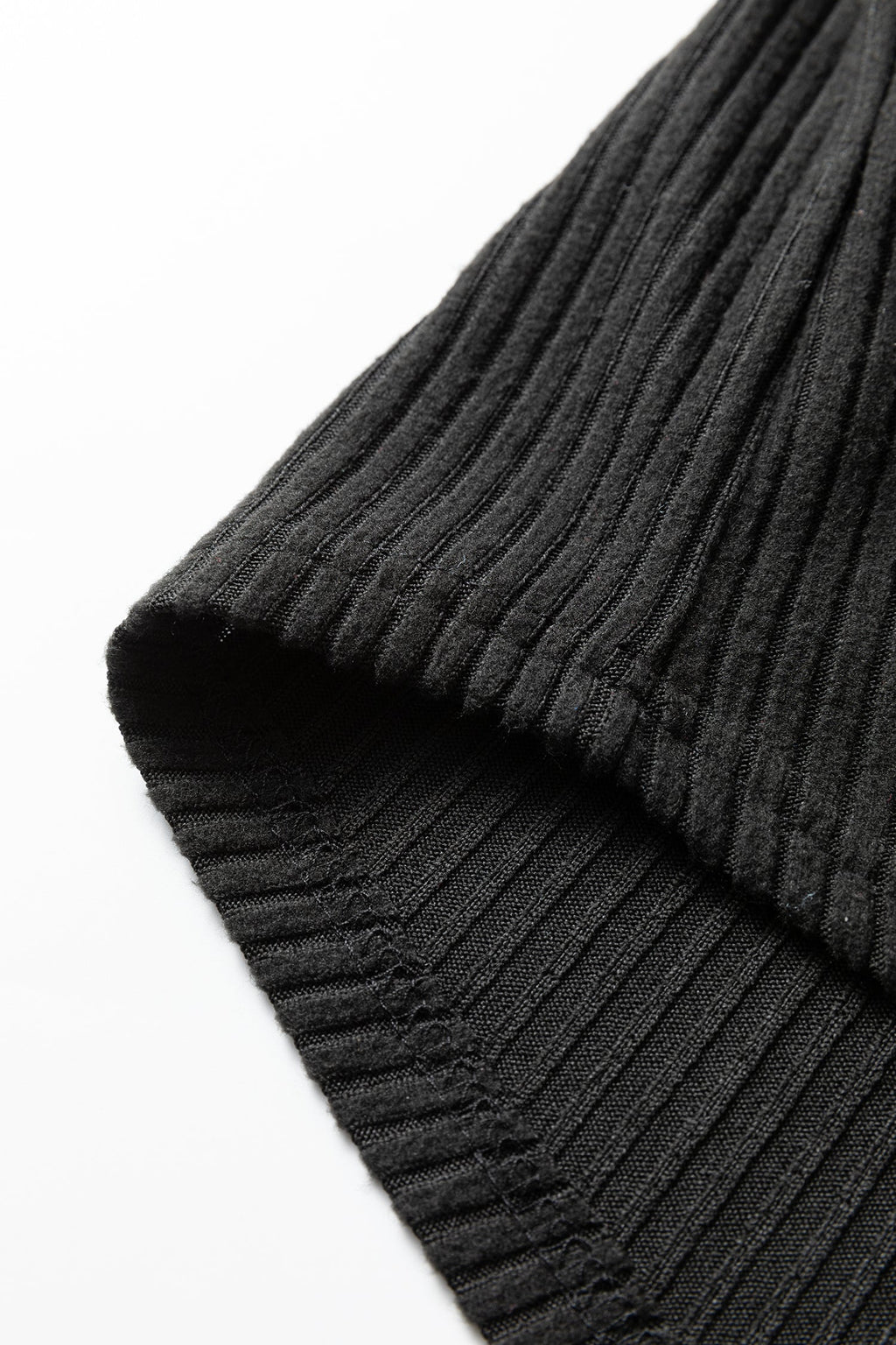 Black Ribbed Notched Neck Knit Long Sleeve Leggings Two Pieces Lounge Set