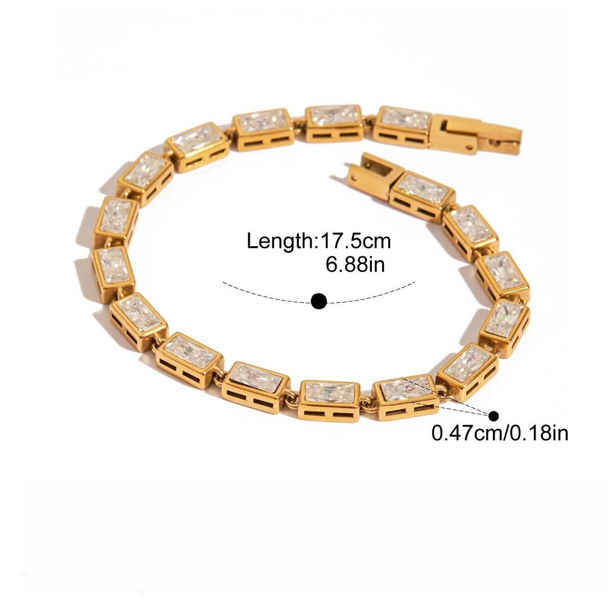 18K Gold-Plated Titanium Steel Rhinestone Bracelet Minimalist