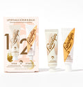 Lanolips Lip Rituals Coconutter scrub and balm duo in beige and white packaging.